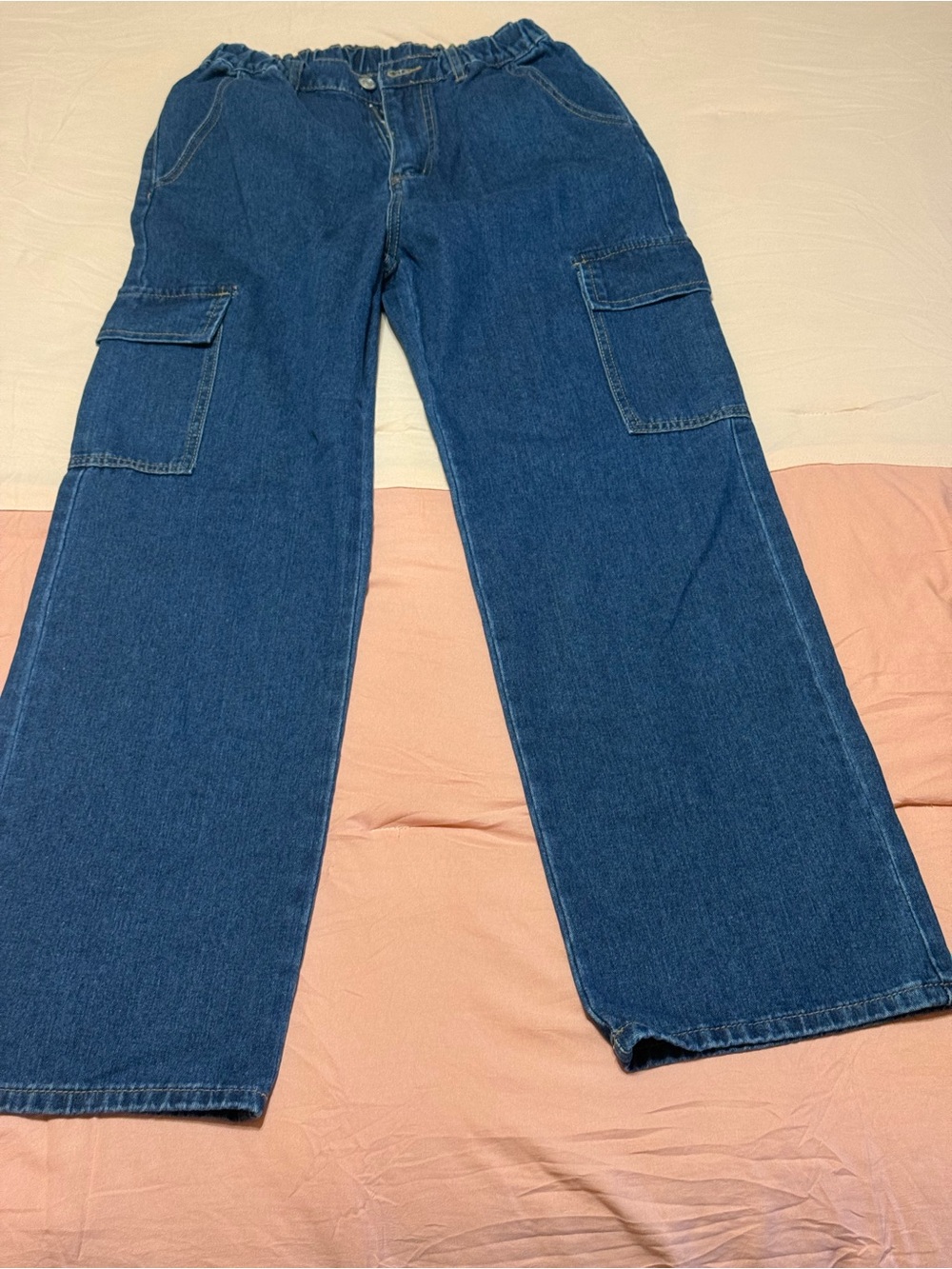 Youth Size (15Y) Blue Cargo Denim Jeans